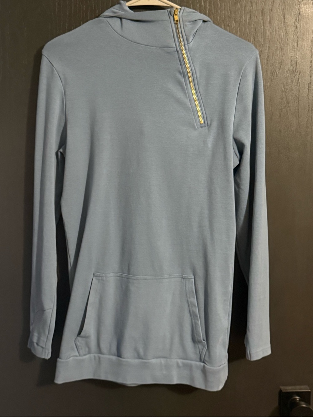 Lily & Lottie Light Blue Hooded Quarter-Zip Sweater